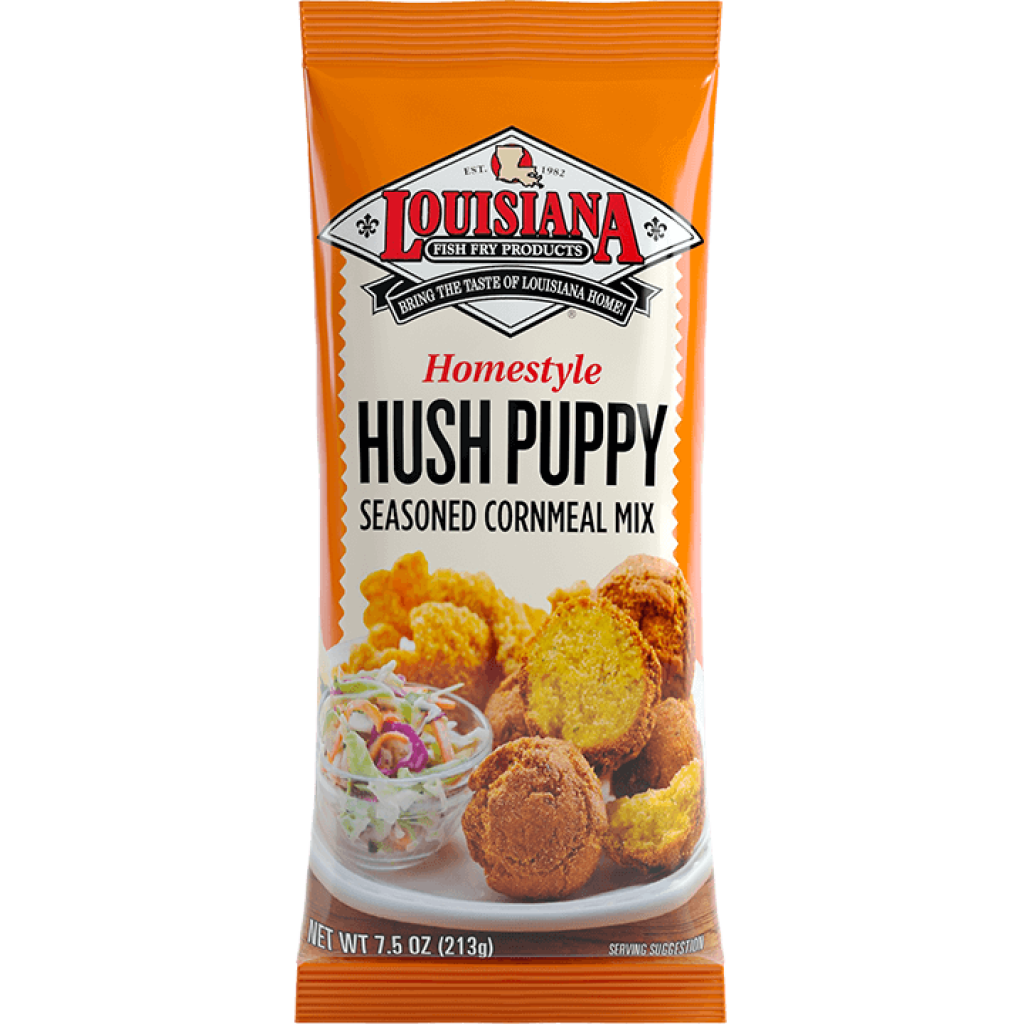 Louisiana Fish Fry Hush Puppy Seasoned Cornmeal Mix 7.5 oz
