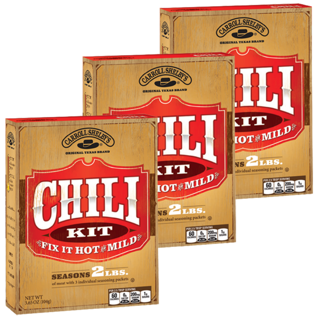 Carroll Shelby's Original Texas Chili 3.65 oz Pack of 3