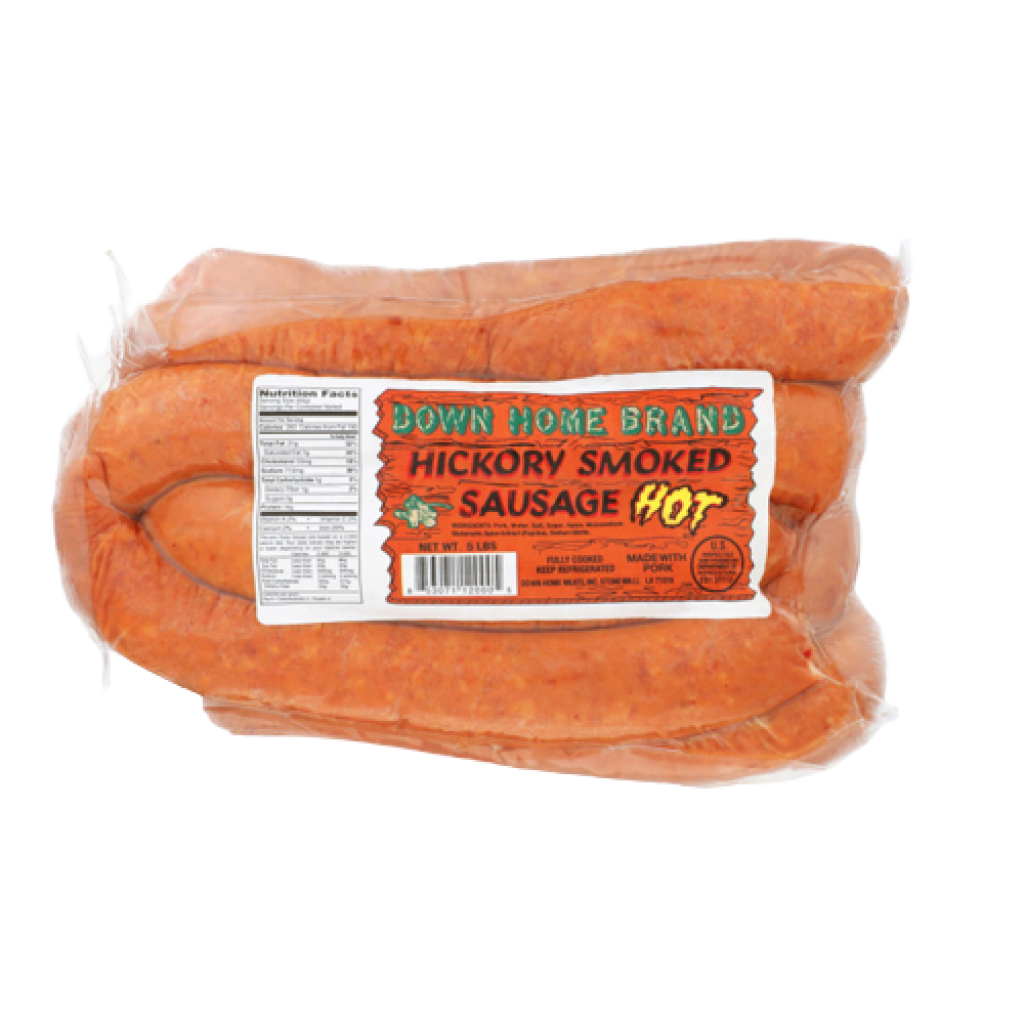 Down Home Hickory Hot Smoked Pork Sausage 5 LB