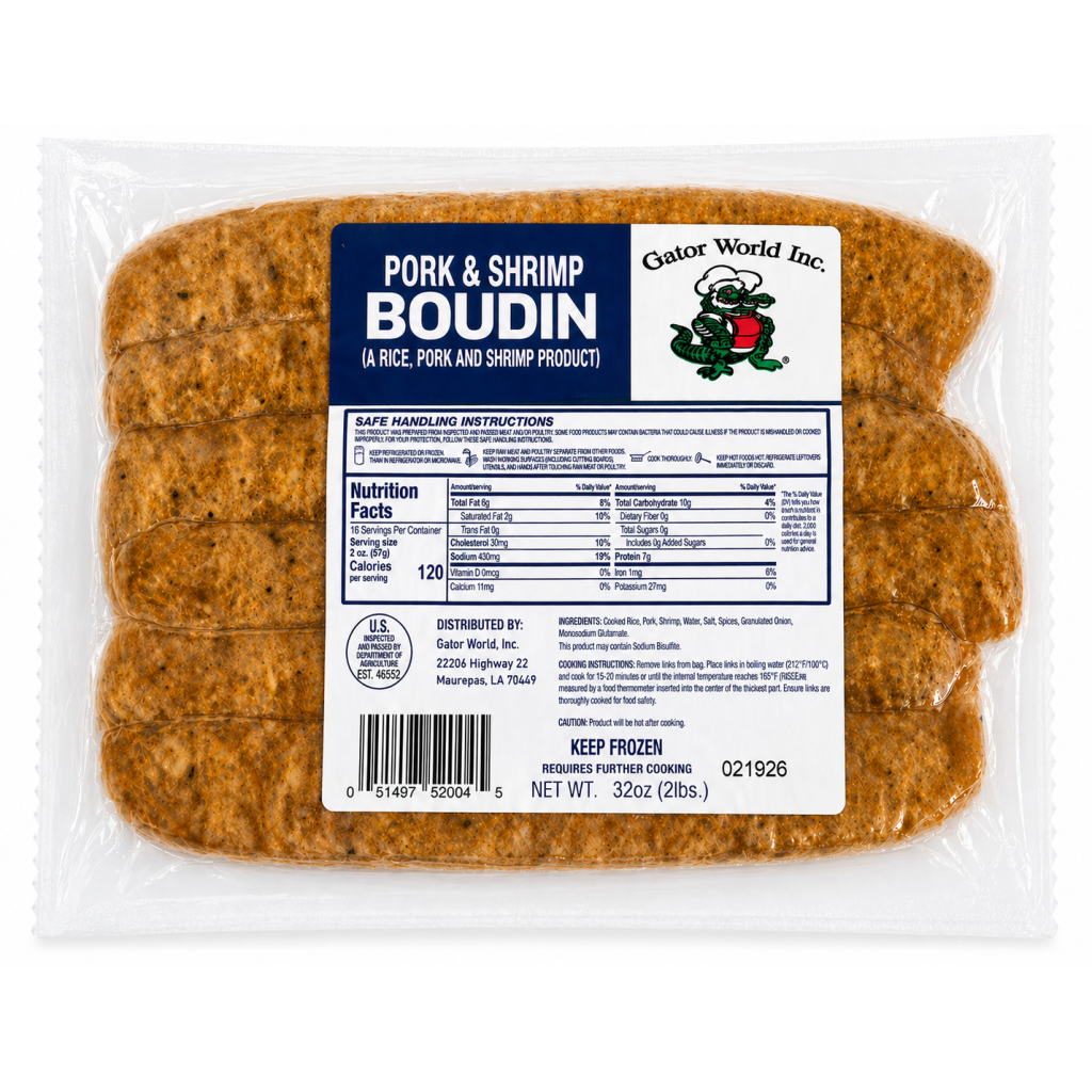 Gator World Pork & Shrimp Boudin 2 lb